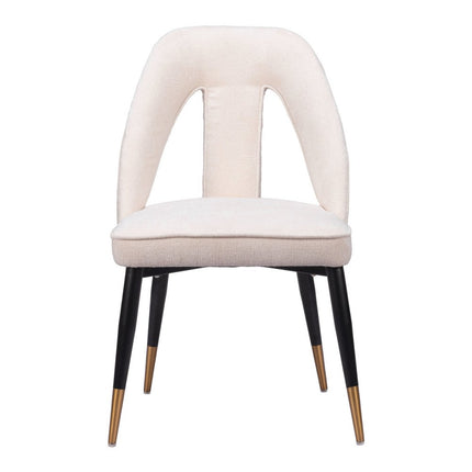 Ivory Black and Gold Faux Fur Open Back Dining Side Chair