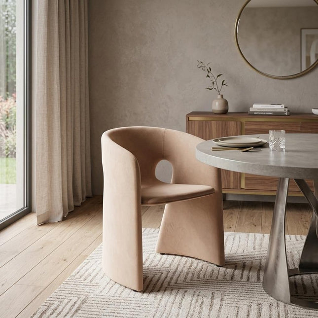 Tan and Beige Upholstery Dining Arm Chair HomeRoots