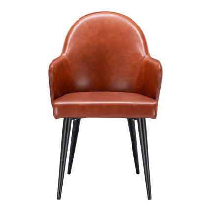 Brown and Black Faux Leather Dining Arm Chair