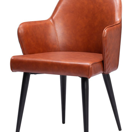 Brown and Black Faux Leather Dining Arm Chair