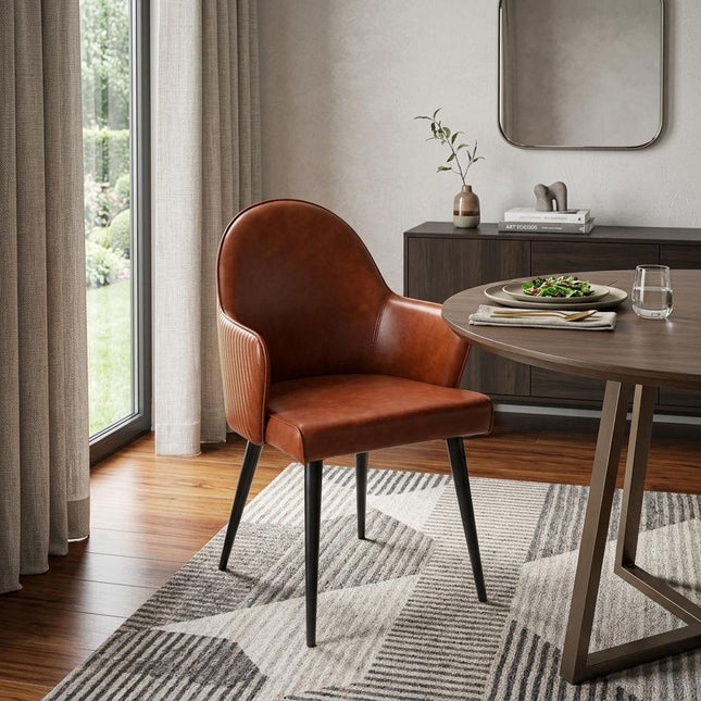 Brown and Black Faux Leather Dining Arm Chair HomeRoots