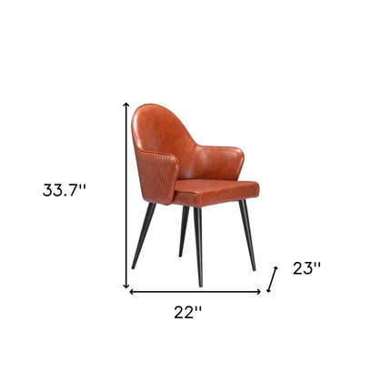 Brown and Black Faux Leather Dining Arm Chair