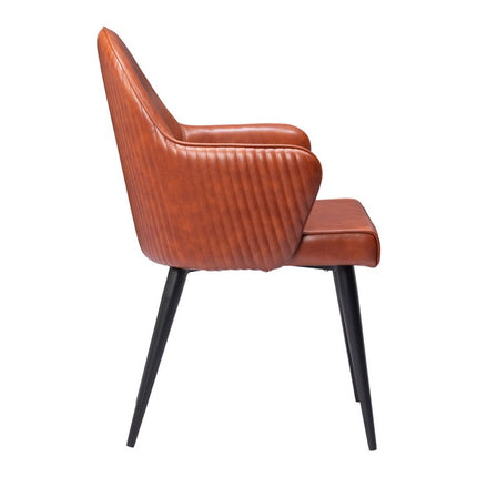 Brown and Black Faux Leather Dining Arm Chair