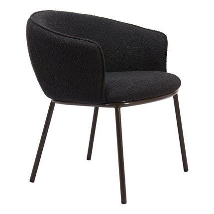 Black and Bronze Faux Fur Dining Arm Chair