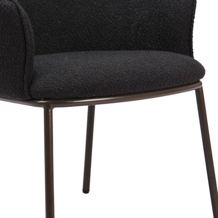 Black and Bronze Faux Fur Dining Arm Chair