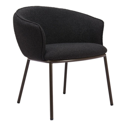 Black and Bronze Faux Fur Dining Arm Chair