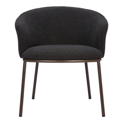 Black and Bronze Faux Fur Dining Arm Chair