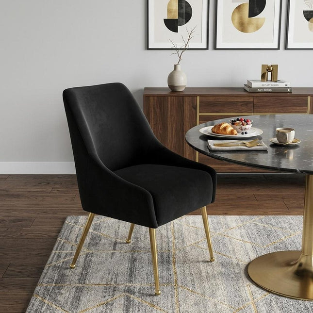 Black and Gold Velvet Dining Side Chair HomeRoots