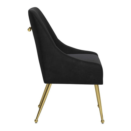 Black and Gold Velvet Dining Side Chair