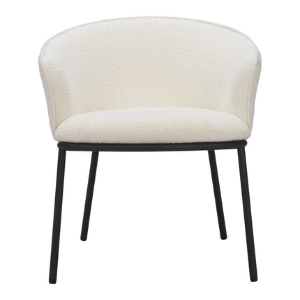 Ivory and Black Faux Fur Dining Arm Chair