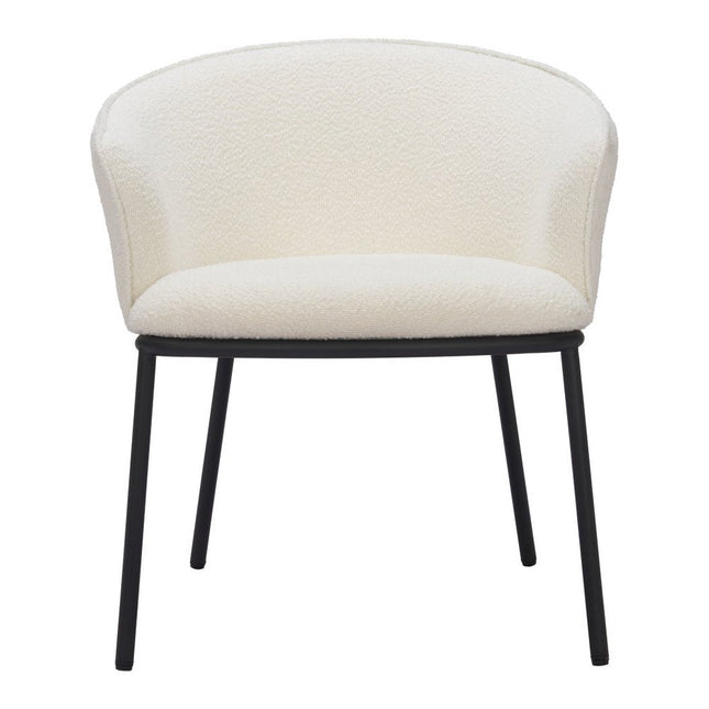 Ivory and Black Faux Fur Dining Arm Chair HomeRoots
