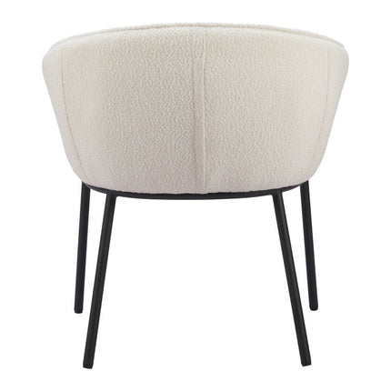 Ivory and Black Faux Fur Dining Arm Chair