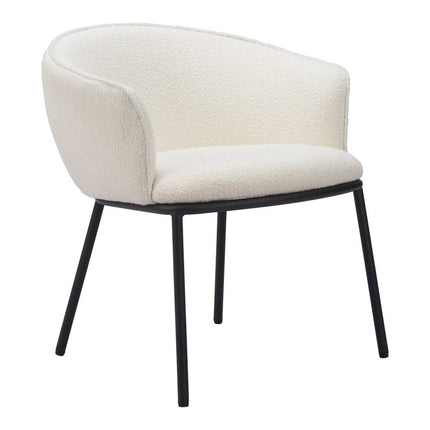 Ivory and Black Faux Fur Dining Arm Chair