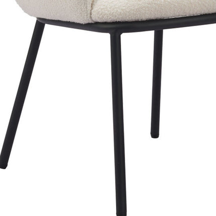 Ivory and Black Faux Fur Dining Arm Chair