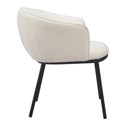 Ivory and Black Faux Fur Dining Arm Chair