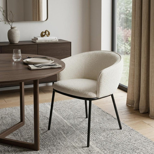 Ivory and Black Faux Fur Dining Arm Chair HomeRoots