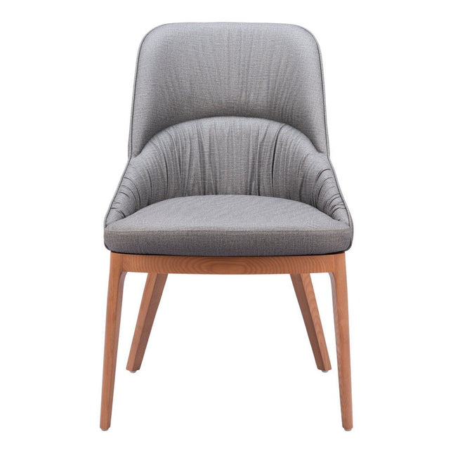 Set of Two Gray and Brown Faux Leather Dining Side Chairs HomeRoots
