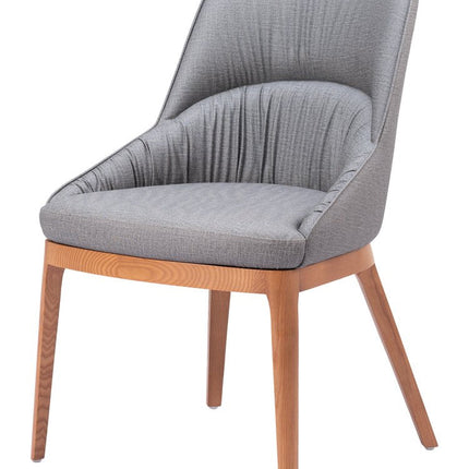 Set of Two Gray and Brown Faux Leather Dining Side Chairs