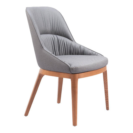 Set of Two Gray and Brown Faux Leather Dining Side Chairs