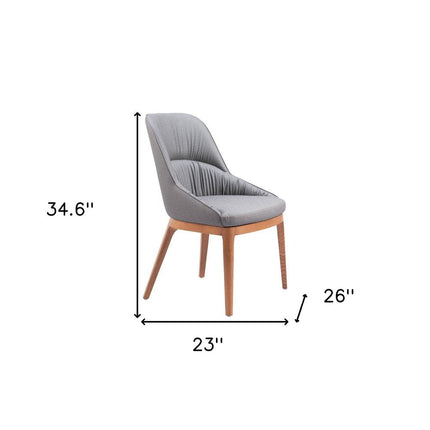 Set of Two Gray and Brown Faux Leather Dining Side Chairs