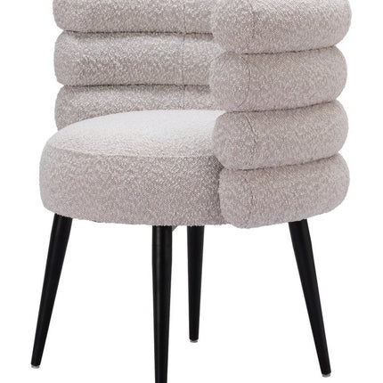 Gray and Black Faux Fur Slat Back Dining Arm Chair