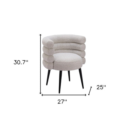 Gray and Black Faux Fur Slat Back Dining Arm Chair
