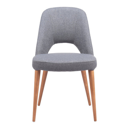 Set of Two Gray and Brown Upholstery Dining Side Chairs