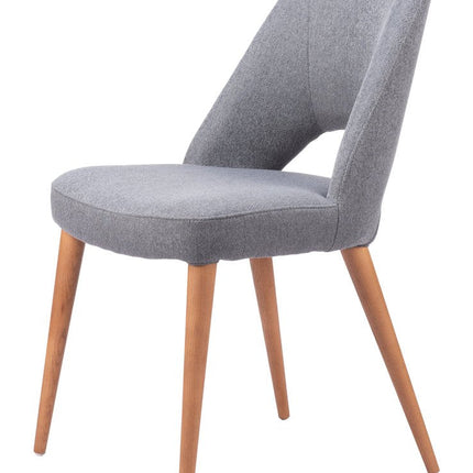Set of Two Gray and Brown Upholstery Dining Side Chairs