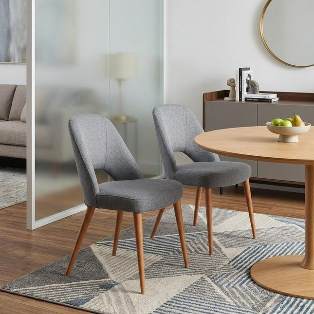Set of Two Gray and Brown Upholstery Dining Side Chairs HomeRoots