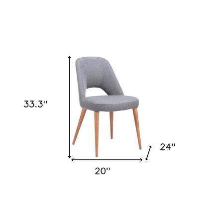 Set of Two Gray and Brown Upholstery Dining Side Chairs