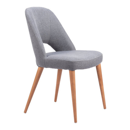 Set of Two Gray and Brown Upholstery Dining Side Chairs