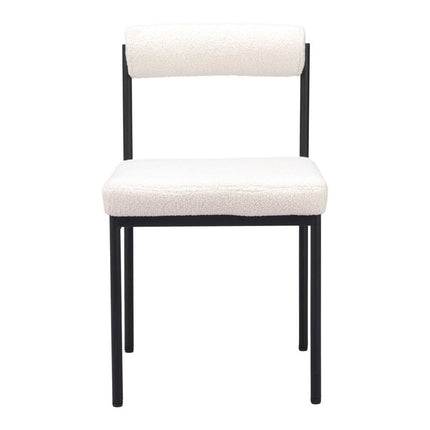 Ivory and Black Faux Fur Open Back Dining Side Chair