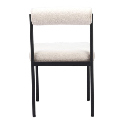 Ivory and Black Faux Fur Open Back Dining Side Chair