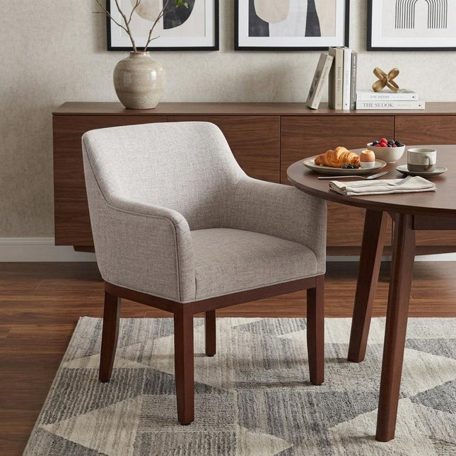 Gray and Brown Upholstery Dining Arm Chair HomeRoots