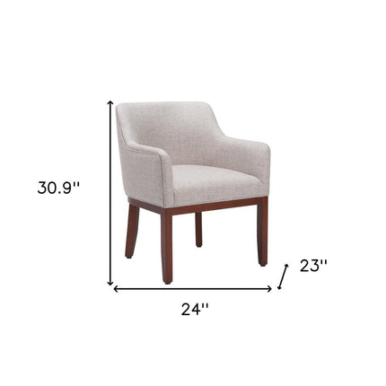 Gray and Brown Upholstery Dining Arm Chair