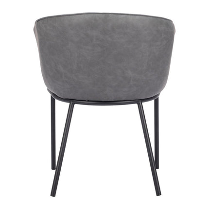 Gray and Black Faux Leather Dining Arm Chair