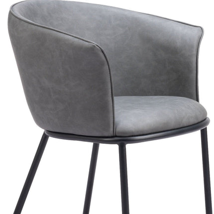 Gray and Black Faux Leather Dining Arm Chair