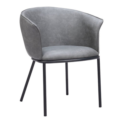 Gray and Black Faux Leather Dining Arm Chair