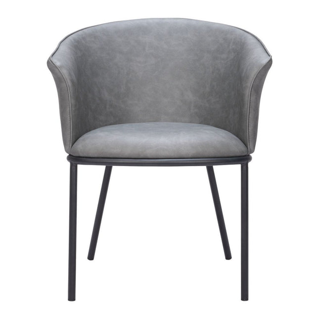 Gray and Black Faux Leather Dining Arm Chair HomeRoots