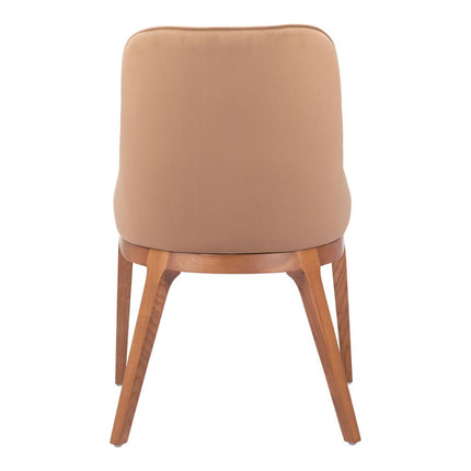 Set of Two Tan and Brown Upholstery Dining Side Chairs