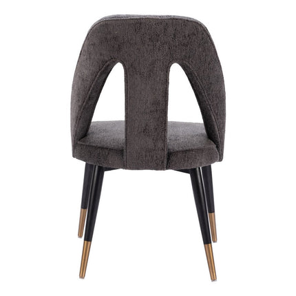 Gray Black and Gold Faux Fur Open Back Dining Side Chair