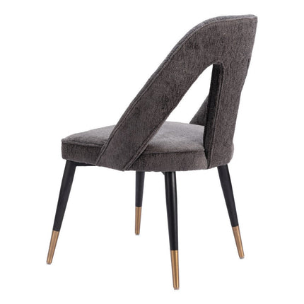 Gray Black and Gold Faux Fur Open Back Dining Side Chair