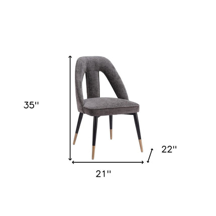 Gray Black and Gold Faux Fur Open Back Dining Side Chair