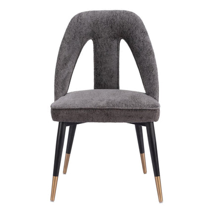 Gray Black and Gold Faux Fur Open Back Dining Side Chair