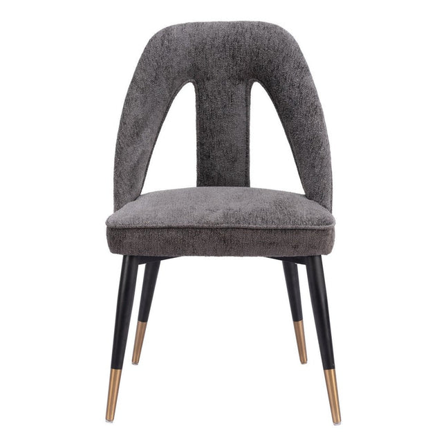 Gray Black and Gold Faux Fur Open Back Dining Side Chair HomeRoots