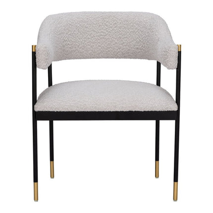Gray Black and Gold Faux Fur Open Back Dining Arm Chair