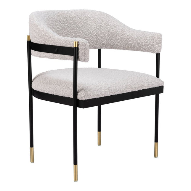 Gray Black and Gold Faux Fur Open Back Dining Arm Chair HomeRoots
