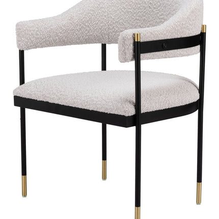Gray Black and Gold Faux Fur Open Back Dining Arm Chair