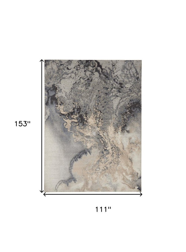 9' X 13' Gray Black and Ivory Abstract Area Rug HomeRoots