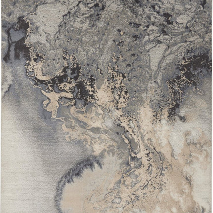 9' X 13' Gray Black and Ivory Abstract Area Rug HomeRoots